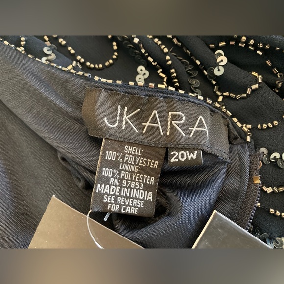 J Kara 3/4 Sleeve Scallop Beaded Pop Over Gown Navy Blue Size 20W - Picture 10 of 15